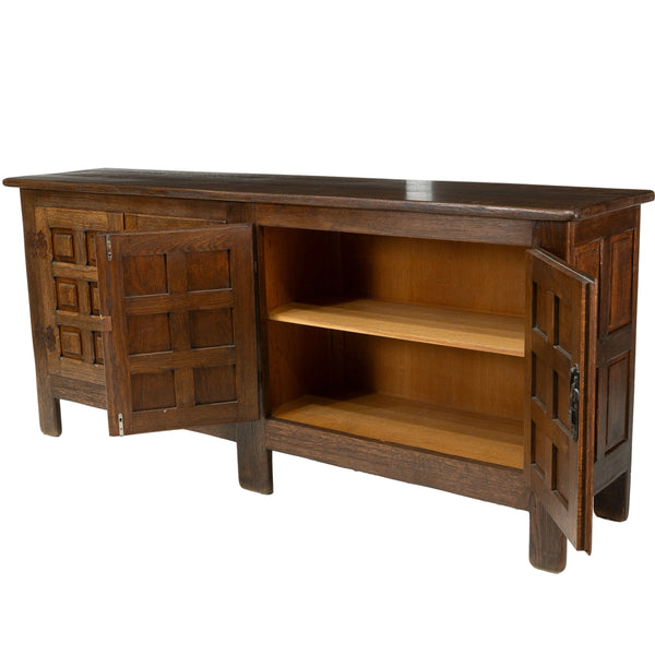Vintage Brutalist Spanish Oak Sideboard