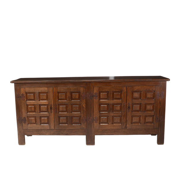 Vintage Brutalist Spanish Oak Sideboard