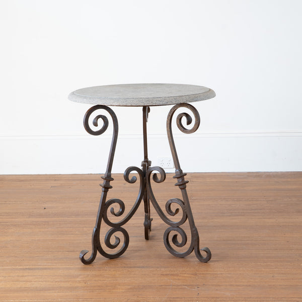 Mid Century Wrought Iron and Granite Bistro Table