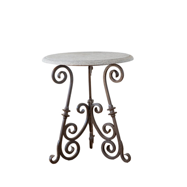 Mid Century Wrought Iron and Granite Bistro Table