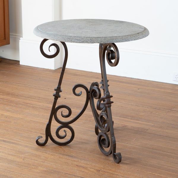 Mid Century Wrought Iron and Granite Bistro Table