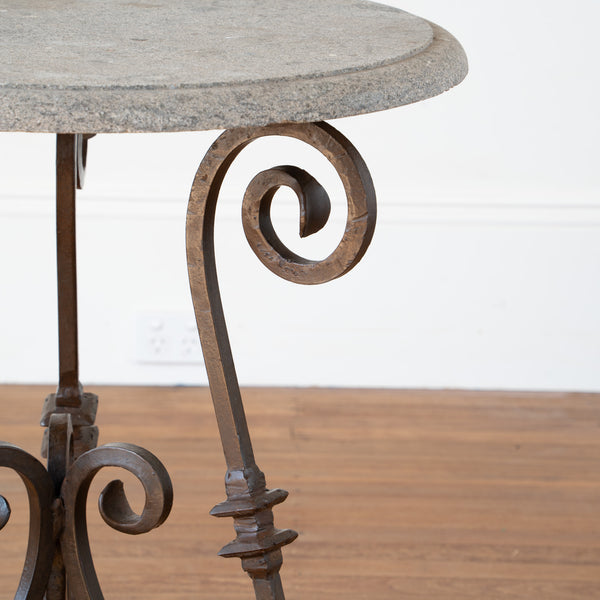 Mid Century Wrought Iron and Granite Bistro Table