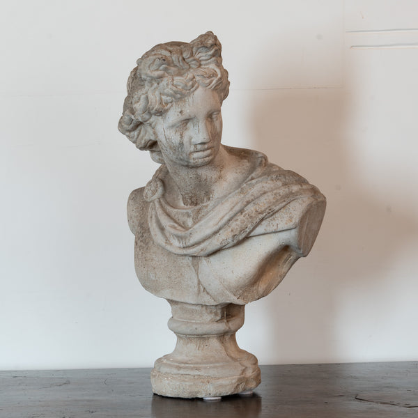 Vintage Cast Stone Bust of Apollo