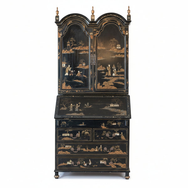 Queen Anne Style Chinoserie Lacquer Bureau Bookase