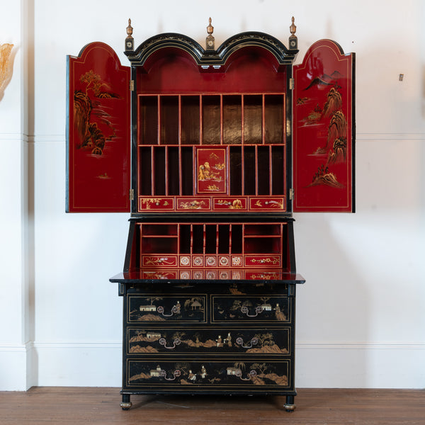 Queen Anne Style Chinoserie Lacquer Bureau Bookase