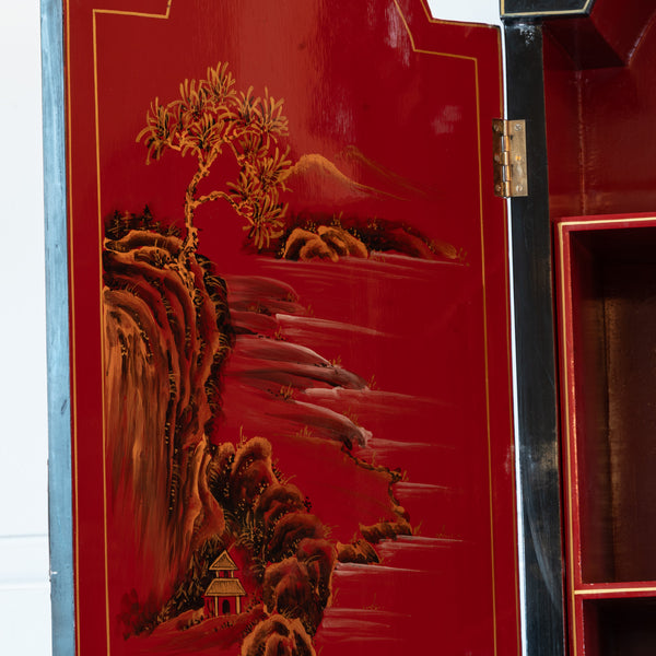 Queen Anne Style Chinoserie Lacquer Bureau Bookase