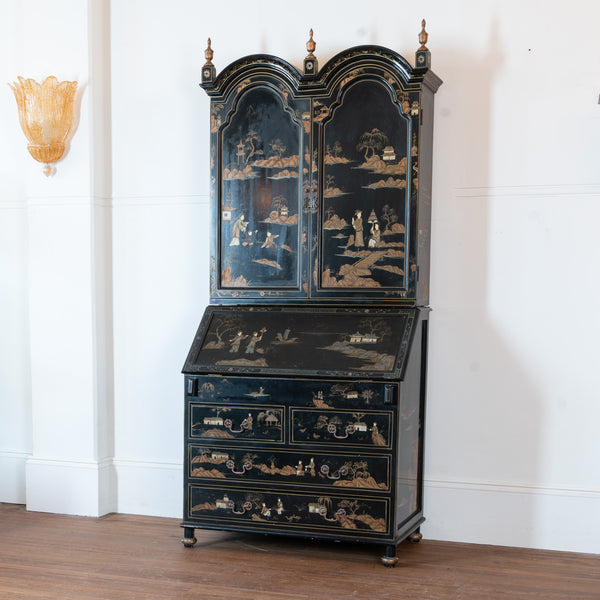 Queen Anne Style Chinoserie Lacquer Bureau Bookase