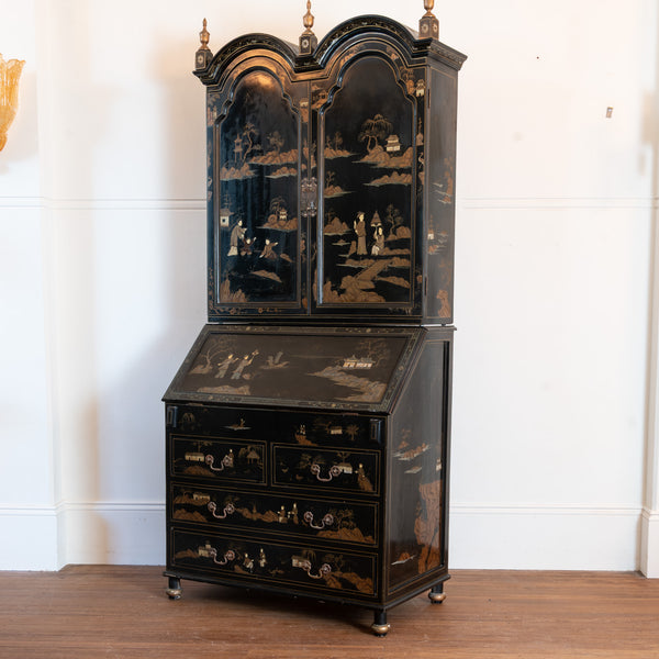Queen Anne Style Chinoserie Lacquer Bureau Bookase