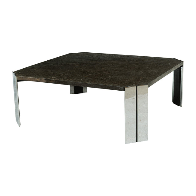 1970s  Slate and Chrome Coffee Table