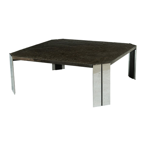 1970s  Slate and Chrome Coffee Table