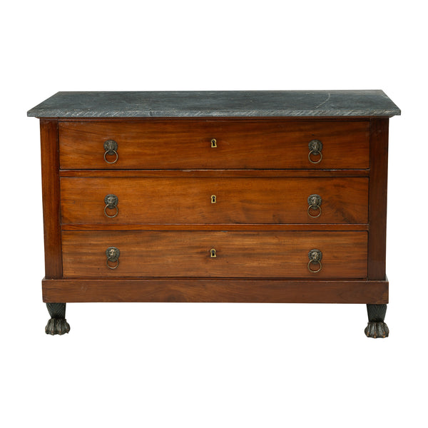 Empire Period Mahogany Commode with Belgium Blue Marble Top