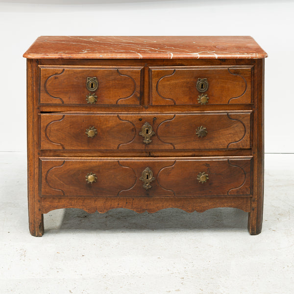 18th Century Provincial Commode with Rouge Marble Top