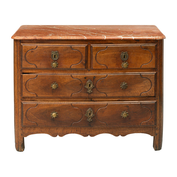 18th Century Provincial Commode with Rouge Marble Top