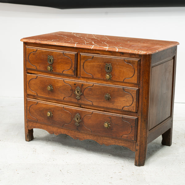 18th Century Provincial Commode with Rouge Marble Top