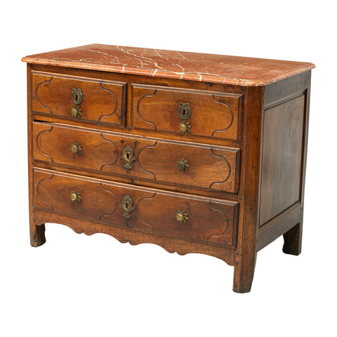 18th Century Provincial Commode with Rouge Marble Top