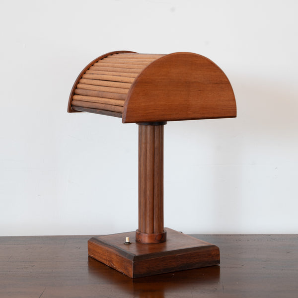 A French Art Deco Oak Desk Lamp