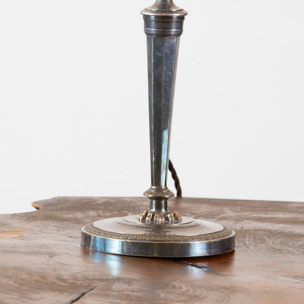 A Pair of Silver Plated Candlestick Lamps in The George III Taste, Now Converted to Table Lamps