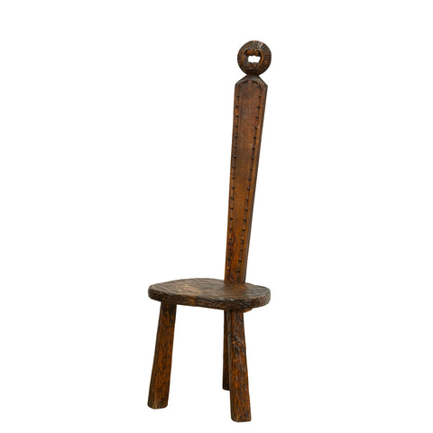 French Brutalist Side Chair in Oak