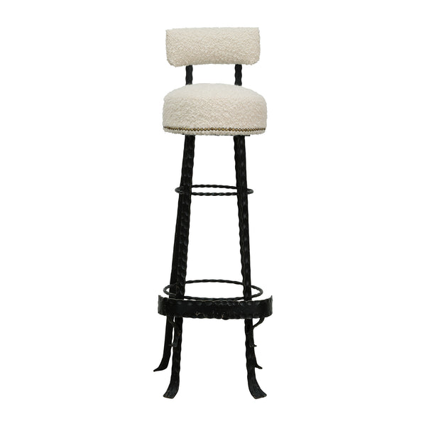 1950s Spanish Hammered And Wrought Iron Bar Stool (6 available)