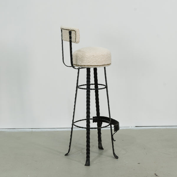 1950s Spanish Hammered And Wrought Iron Bar Stool (6 available)