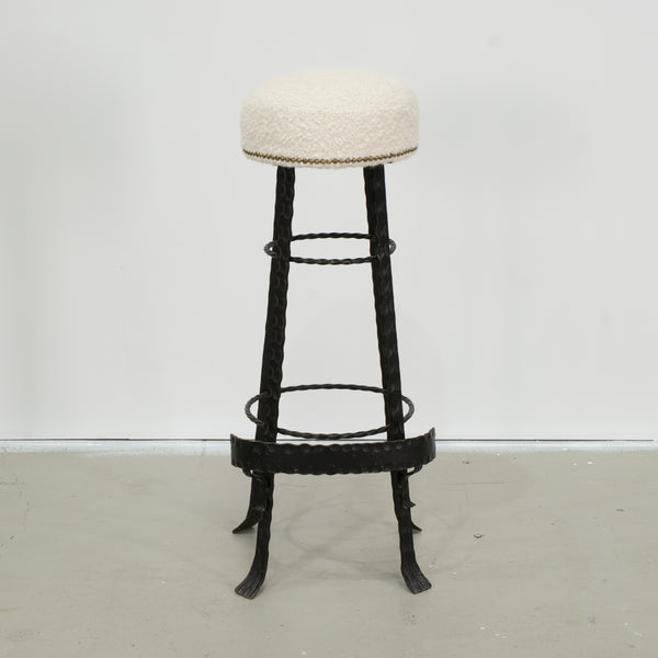 1950s Spanish Hammered And Wrought Iron Bar Stool (6 available)