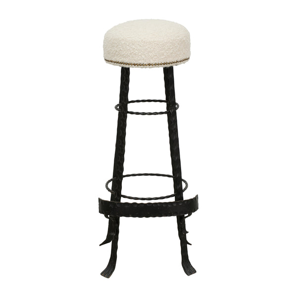 1950s Spanish Hammered And Wrought Iron Bar Stool (6 available)