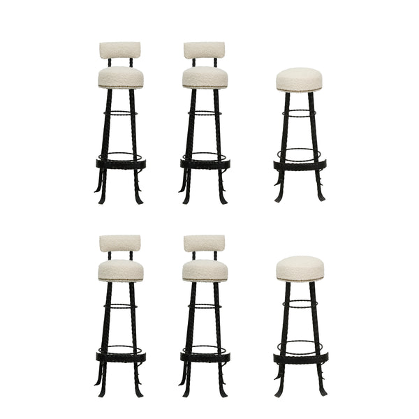 1950s Spanish Hammered And Wrought Iron Bar Stool (6 available)