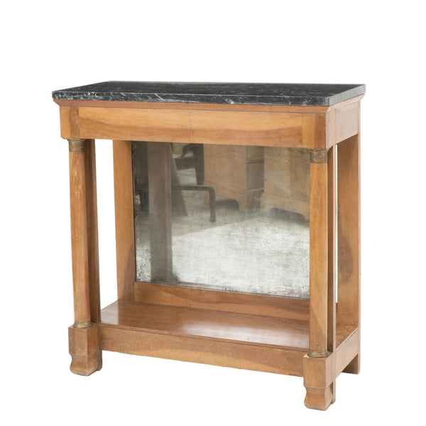 A Small Charles X Walnut Console Table With Mirror Back