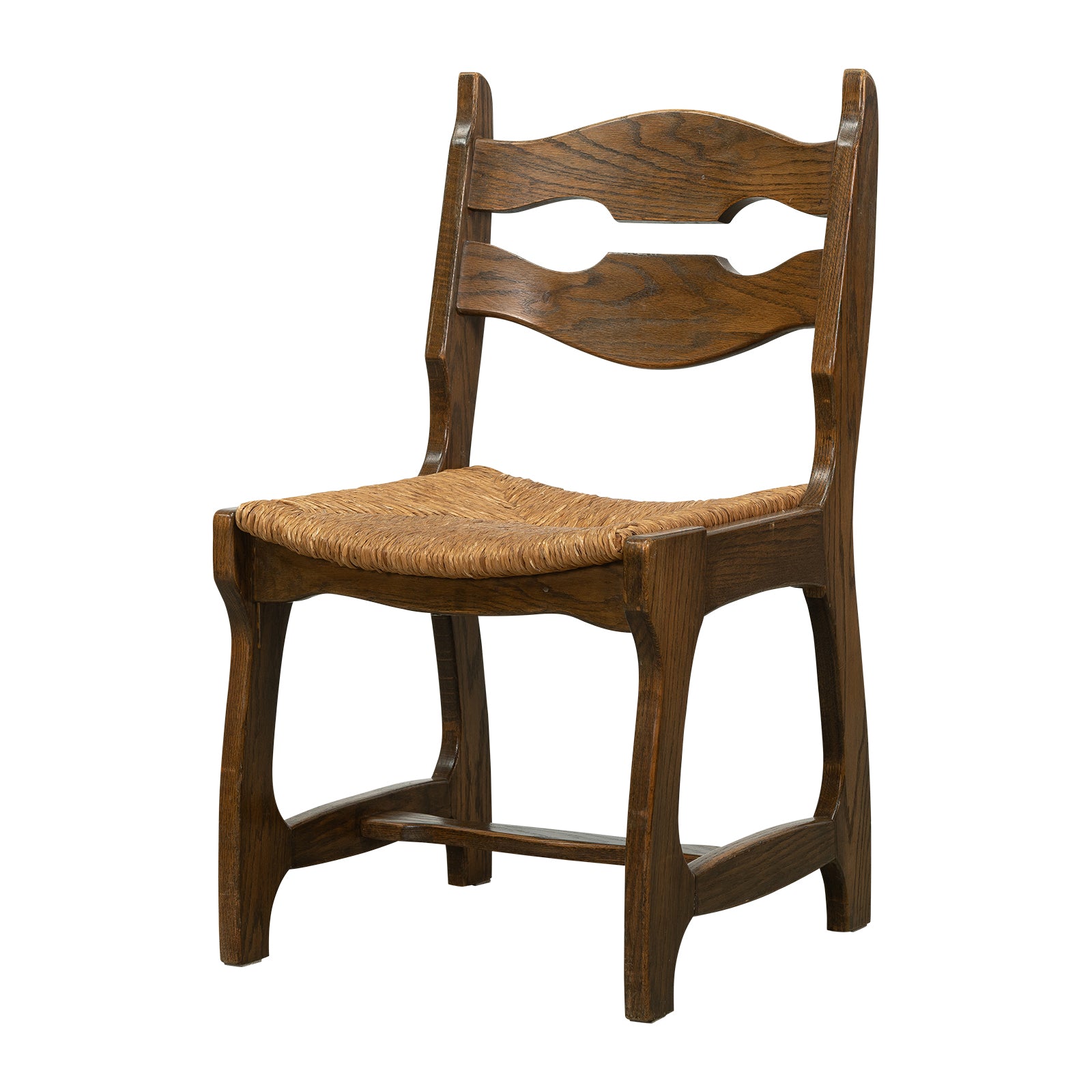 Gullaume & Chambron Side Chairs in Rush and Oak (12 Chairs Available)