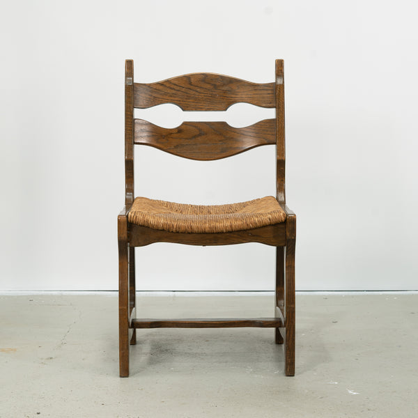 Gullaume & Chambron Side Chairs in Rush and Oak (12 Chairs Available)