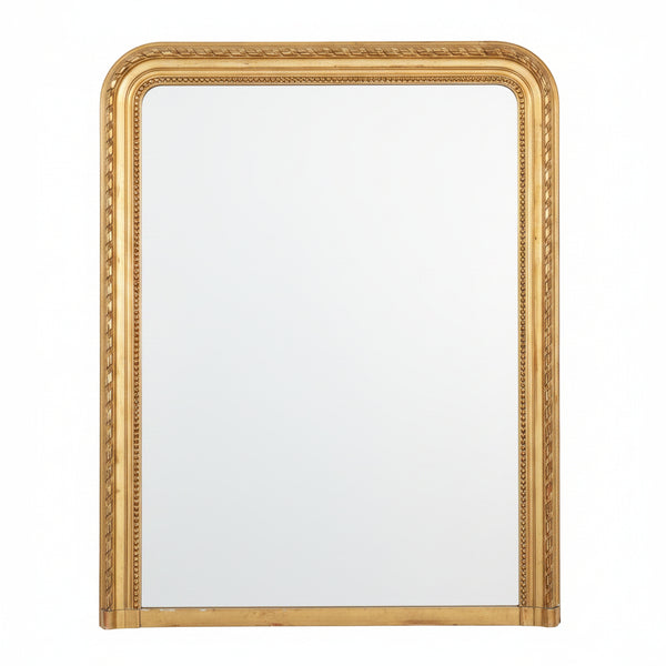 A Large French Louis-Philippe Period Giltwood and Gesso Overmantel Mirror