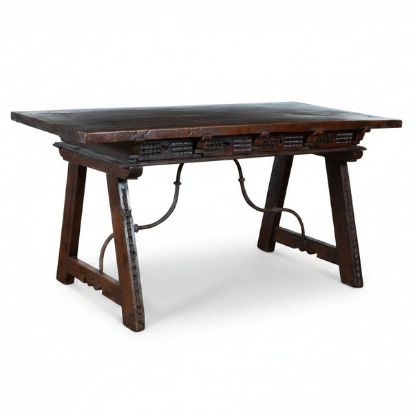 A Large 18th Century Spanish Walnut Console with Plank Top