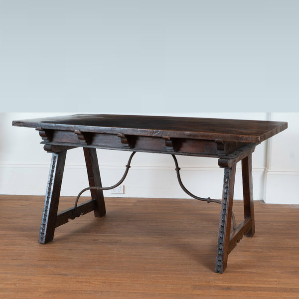 A Large 18th Century Spanish Walnut Console with Plank Top