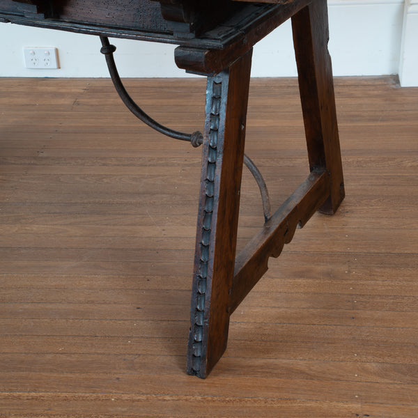 A Large 18th Century Spanish Walnut Console with Plank Top