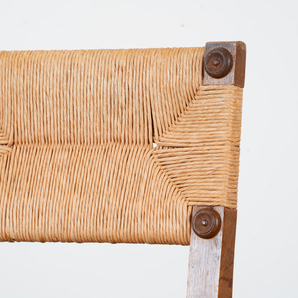 A Set of Four French Oak and Rush Side Chairs, Mid-20th Century