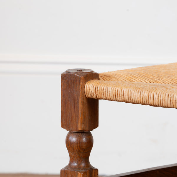 A Set of Four French Oak and Rush Side Chairs, Mid-20th Century