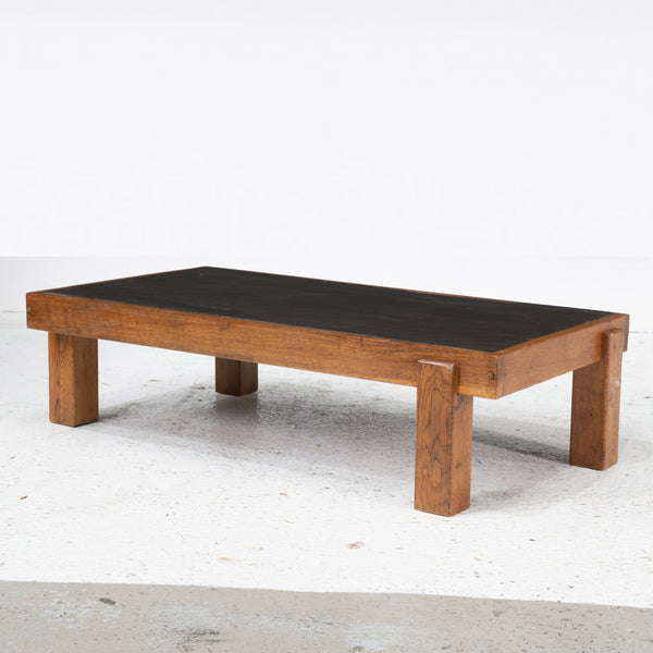 A Brutalist Oak and Slate Low Table