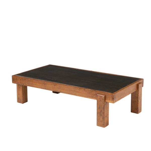 A Brutalist Oak and Slate Low Table