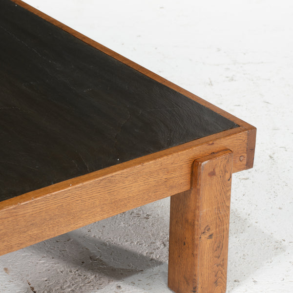 A Brutalist Oak and Slate Low Table