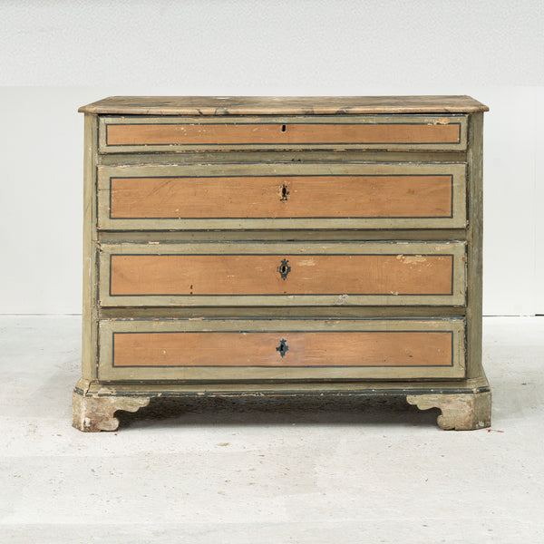 18th Century Painted Italian Pine Commode with a Faux Marble Top