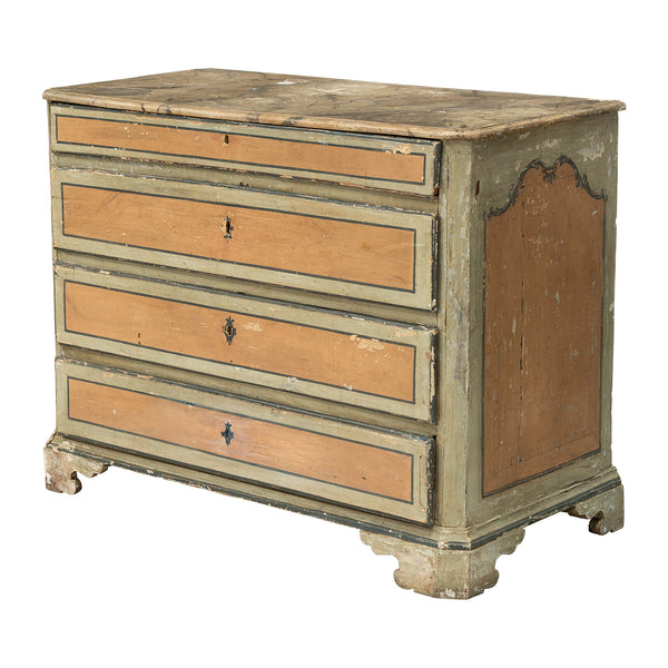 18th Century Painted Italian Pine Commode with a Faux Marble Top