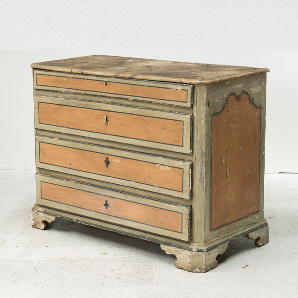18th Century Painted Italian Pine Commode with a Faux Marble Top
