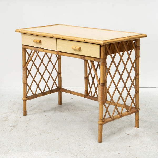 Rattan and Laminate  Desk In The Spirit Of Louis Sognot