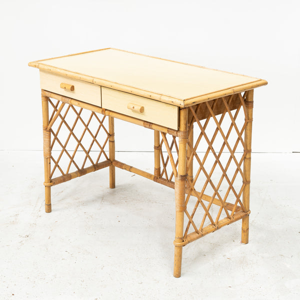 Rattan and Laminate  Desk In The Spirit Of Louis Sognot
