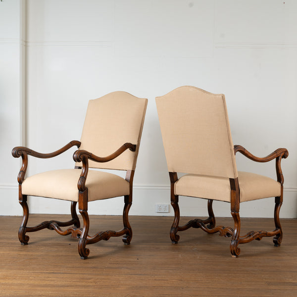 A Pair of 19th Century Louis XIV Style French Walnut Fauteuils,