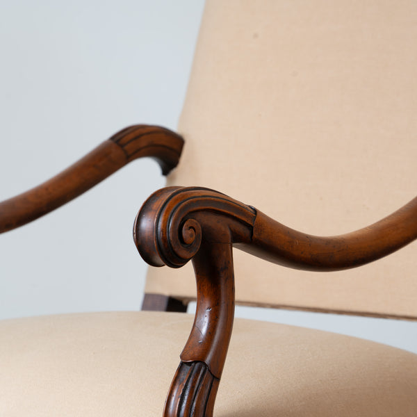 A Pair of 19th Century Louis XIV Style French Walnut Fauteuils,