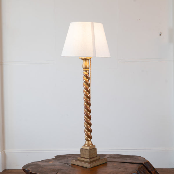 A 20th Century Giltwood Solomonic Column Table Lamp