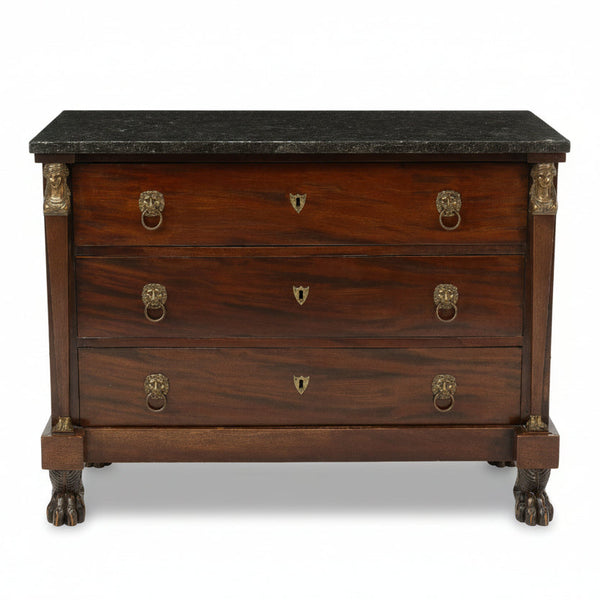 A Empire Mahogany Commode with Black Fossil Marble Top