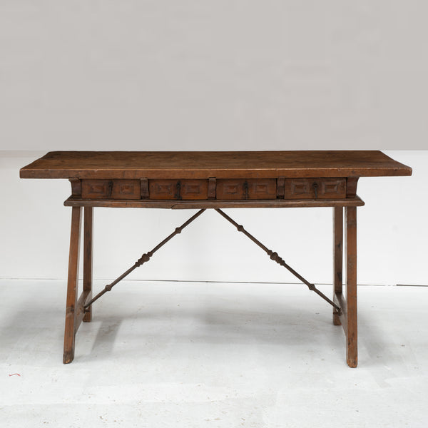 18th Century Spanish Console Table in Light Walnut