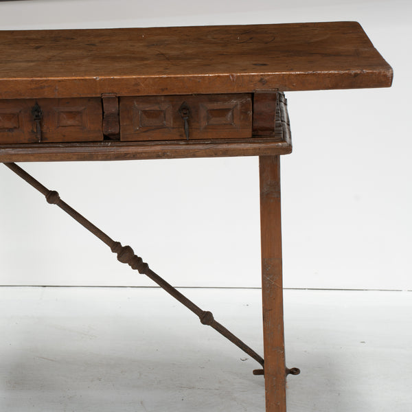 18th Century Spanish Console Table in Light Walnut